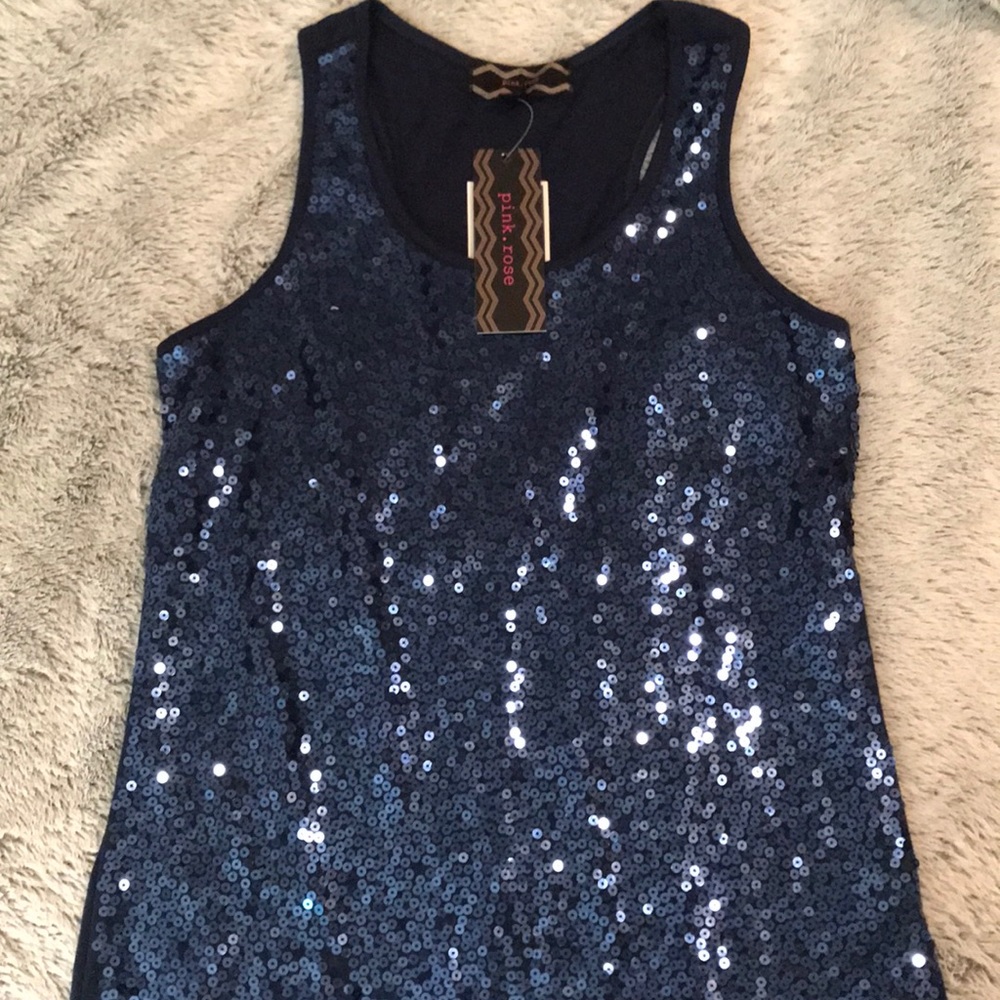 Sparkly Pink Rose Tank Top